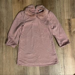 Gap pink fur collar long sleeve dress 3t